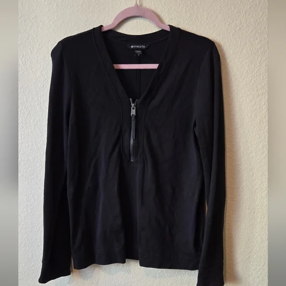 Athleta women Black Long Sleeve Top Size M - Picture 6 of 9